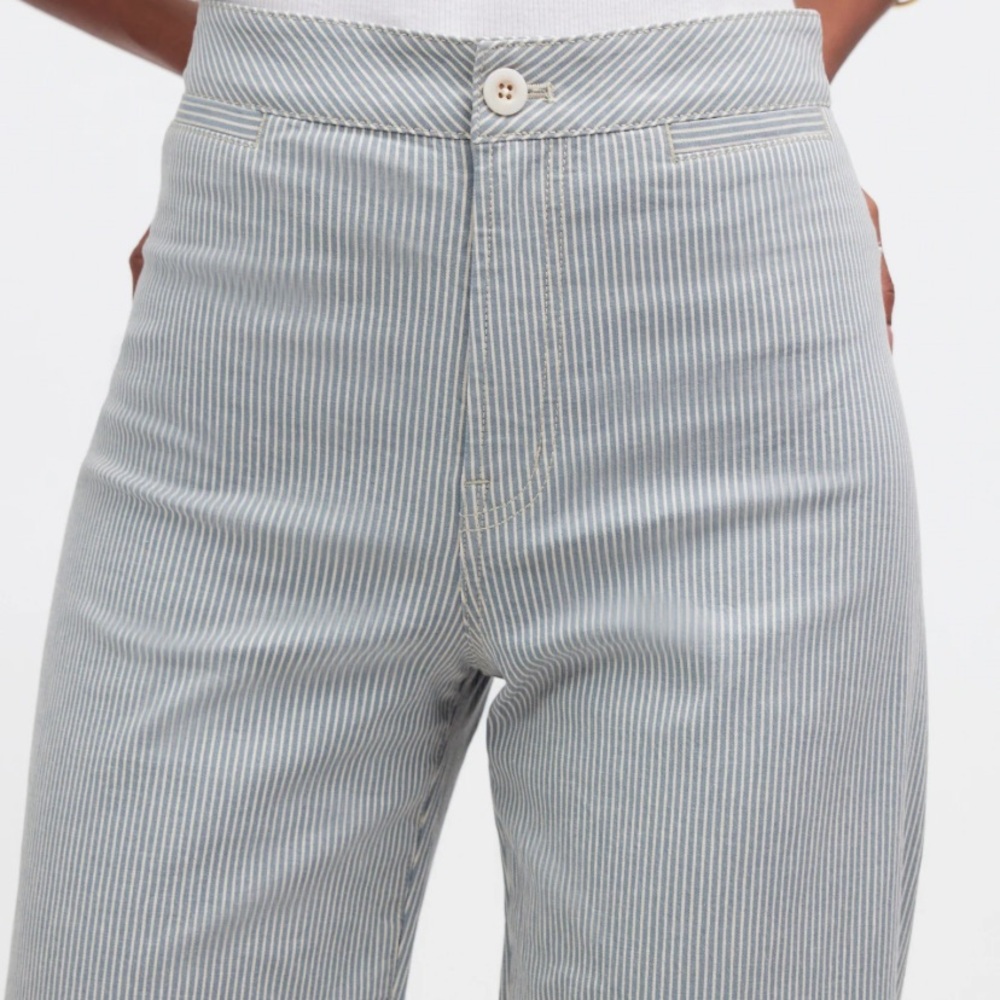 Madewell Light Blue and White Pinstripe High-Rise Jeans